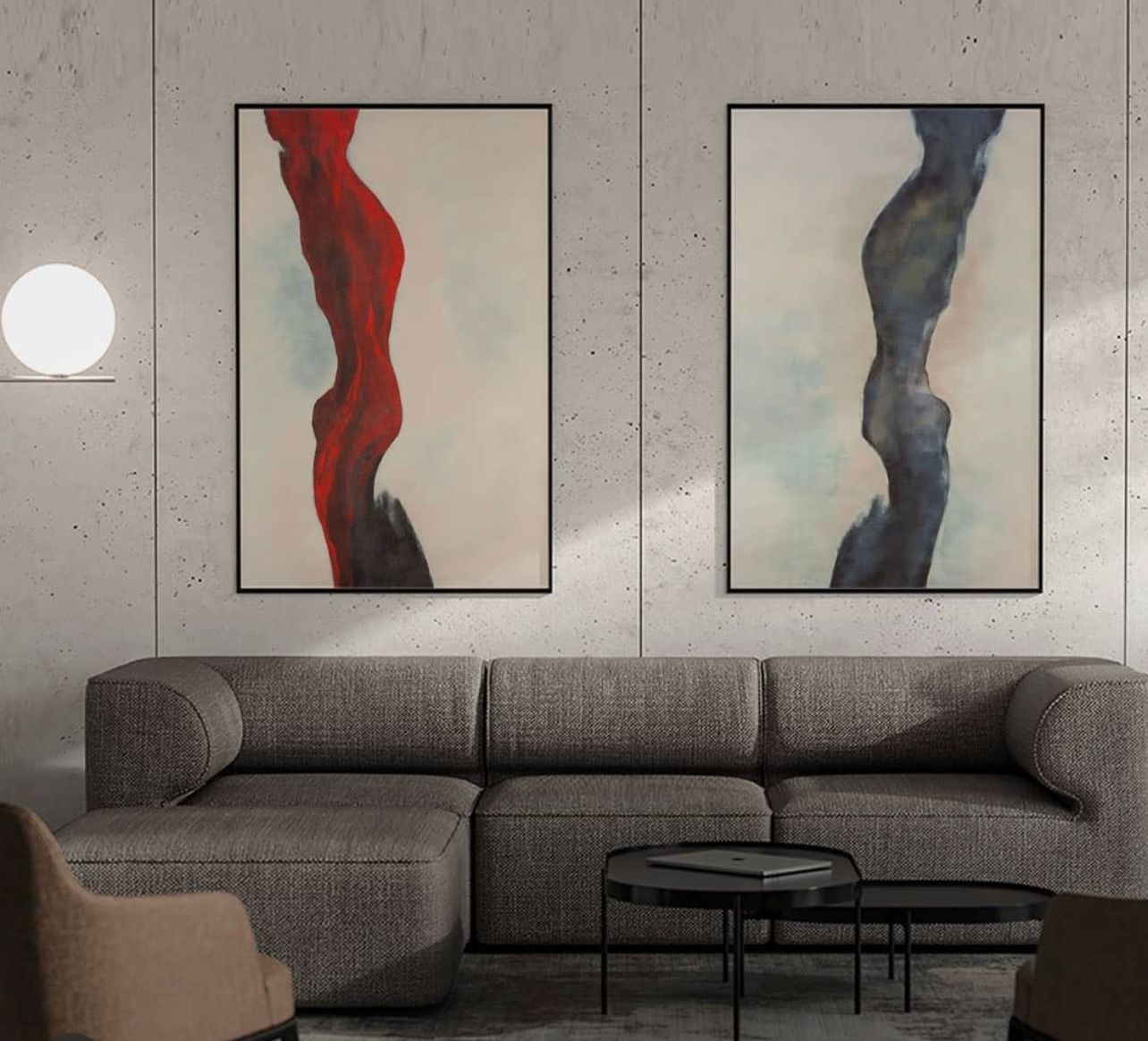 Gray, Black, and Red - Diptych