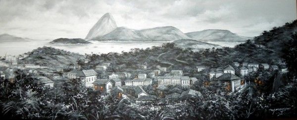 Panoramablick auf Rio de Janeiro mit Blick auf das Meer im Jahr 1884